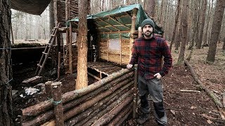 Bushcraft Camp Full Super Shelter Build from Start to Finish [upl. by Olgnaed396]