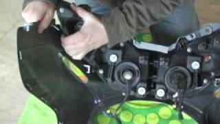 07  Suzuki Burgman 400 Headlight Housings Removal On Leg Shield Cover  MicBergsma [upl. by Llerrad]