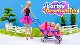 Spielspaß mit Barbie Wir gehen mit dem Baby auf den Spielplatz Barbie Geschichten [upl. by Ahsert928]