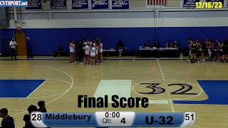 121623Middlebury  U32 Girls Basketball [upl. by Ahsikat]