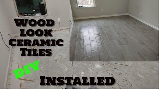 Ceramic Tiles Installation  Wood Look Tiles  DIY [upl. by Josephina]