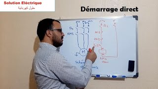 Schéma de démarrage direct des moteurs asynchrone تصميم التشغيل المباشر للمحرك الكهربائي بالدارجة [upl. by Akimad30]