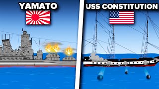 Yamato Vs USS Constitution  Battleship Animation [upl. by Tillio299]