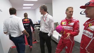 US GP Verstappen gets replaced by Räikkönen in the cooldown room [upl. by Aicert]