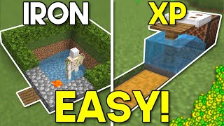 3 MUST HAVE Minecraft Bedrock 120 Farms Iron Farm XP Farm Cow Farm [upl. by Rednaskela]