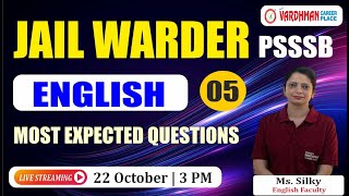 English Most Expected MCQ Class 5  PSSSB Jail Warder 2024 Exam  Mrs Silky [upl. by Jessika]