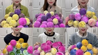 ASMR ICE EATING  SHAVED COLORFUL SNOW BALLS EATING YY [upl. by Nolaj]