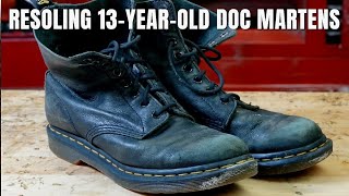 Resoling 13YearOld Doc Martens  Doc Martens Boot Repair [upl. by Presber549]