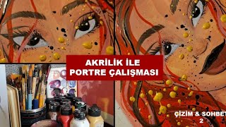 Akrilik boya ile portre çizimi 🧚‍♀️ artdeco akrilik kullanıyorum 💃 [upl. by Tnattirb]