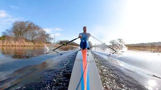 First Time Sprinting in Single Scull on the Water [upl. by Norre]