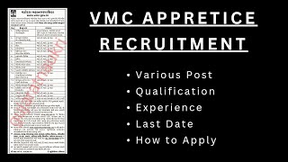 VMC Apprentice Recruitment  10th Pass ITI PassGraduate Jobs  No exam  How to Apply [upl. by Noired950]