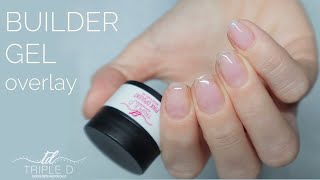 Builder Gel Overlay  Short Natural Nails  No Forms Needed  Triple D [upl. by Asilrac]