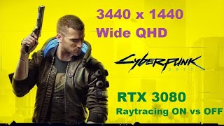 3440x1440  Cyberpunk 2077  RTX 3080  Ryzen 7  Performance test  Raytracing ON  OFF [upl. by Malet]