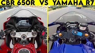 2024 CBR 650R VS R7  0 TO 250  TOPSPEED [upl. by Leid]