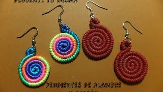 DIY Pendientes de cordon y alambre [upl. by Petey]