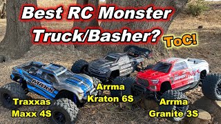 Best RC Monster Truck basher Tournament of Champions Arrma Granite Traxxas Maxx Kraton 6S EXB [upl. by Leesa]