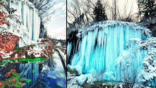 Thermal waterfall freezes in Romania  Cataclysm Today January 28 2022 [upl. by Keavy513]