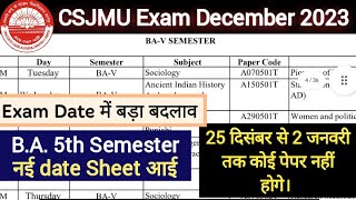 BA 5th semester नई Exam Date Sheet 2024  CSJMU Exam Date Sheet 2024  kanpur university ba 5th [upl. by Eihcir]