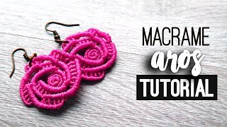 Aros De Rosa » 🌹 tutorial  como hacer aretes de hilo  diy ● Earrings 121 [upl. by Wallach685]