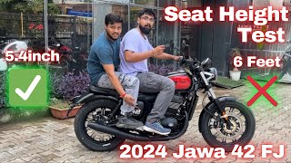 Finally New Jawa 42 FJ  Detailed Seat Height Test With  Pillion Comfort  5 Feet To 6 Feet [upl. by Vinita728]