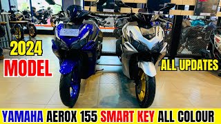 New 2024 Yamaha Aerox 155S Smart Key😍All Colours  On Road Price  Changes  Features  Update🔥 [upl. by Nilhsa]