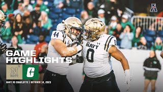 Game Highlights Navy 14 Charlotte 0 Football October 14 2023 [upl. by Nillok]