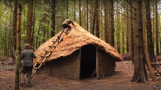 Iron Age Roundhouse 12 Day Bushcraft Shelter with Hand Tools  Full Build [upl. by Abe]