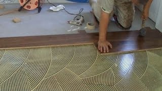 How to Install Prefinished Hardwood Floor Glue Down Technique DIY Mryoucandoityourself [upl. by Airamesor]