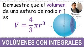 Demostración de la fórmula del volumen para esfera usando integrales Ejemplo 2 [upl. by Caterina]