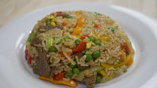 Como preparar un delicioso arroz chino con carne de res casero [upl. by Raoul]