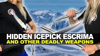 Hidden Icepick Escrima and Other Deadly Weapons 💣 Combat Knife Extendable Baton Saber and Scythe [upl. by Ardnuek]