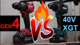 Milwaukee Gen 4 2904🔥 VS 🔥Makita 40V XGT GPH01 Hammer Drills [upl. by Akcira]