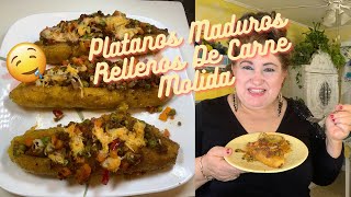 Platanos Maduros Rellenos De Carne Molida Y Queso [upl. by Nimref]