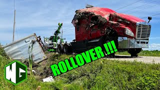 Semi ROLLOVER NRC Rotator and Wrecker Recovery [upl. by Ahcrop853]