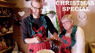 Norwegian Grandma baking Christmas cookies  Krumkake Fattigmann Sandkake [upl. by Atterbury]