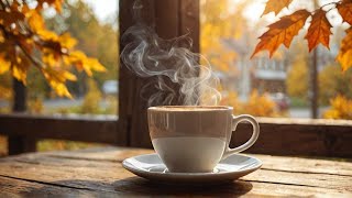 Cozy Coffee cafe with Autumn Jazz Instrumental Music for Work and Study 4K [upl. by Ameerahs]