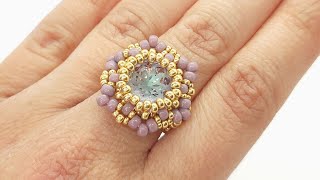 DIY Anello con incastonatura rivoli 10 mm ring bezel rocailles [upl. by Rj348]