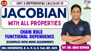 L6 JACOBIAN AND ITS PROPERTIES  JACOBIAN ENGINEERING MATHS  CHAIN RULE  FUNCTIONAL DEPENDENCY [upl. by Ellersick443]