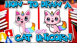 How To Draw A Cute Cat Unicorn [upl. by Llerrahs922]