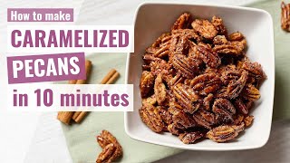 CARAMELIZED PECANS  Cinnamon Sugar Pecans  Candied Nuts Recipe  Cinnamon Pecans [upl. by Edobalo352]