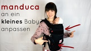 Manduca OHNE Neugeboreneneinsatz an ein kleines Baby anpassen  Babytrage [upl. by Brendis]