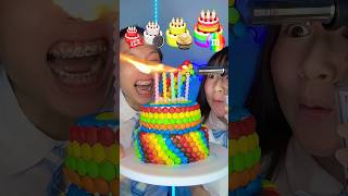 Rainbow Chocolate Birthday Cake Challenge ASMR 🥵🎂 MampM’s asmr mukbang oreo kitkat [upl. by Lotsirhc840]