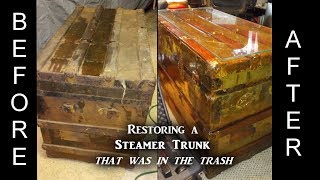 How to Remove Rust from a rusty steamer trunk  Restoring Steamer Trunk [upl. by Gilemette530]