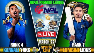 KARNALI YAKS VS LUMBINI LIONS  NEPAL PREMIER LEAGUE 2024  NPL 2024  LIVE SCORE AND COMMENTARY [upl. by Davine]