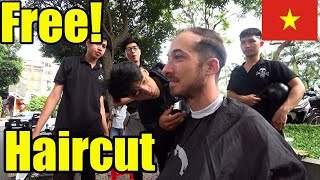 Getting A Free Haircut in Saigon Vietnam 🇻🇳 [upl. by Terena460]