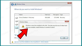 Windows cannot be installed to this disk The disk may fail soonif other harddisk are available [upl. by Sherry]