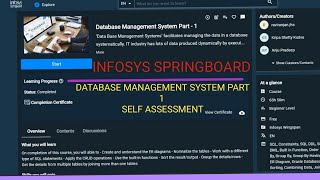 Database Management System Part 1  Infosys Springboard SelfAssessment Answers Revealed infosys [upl. by Targett]