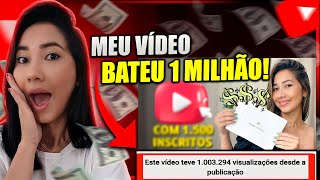 QUANTO GANHEI com 1 MILHÃO DE VISUALIZAÇÕES no YOUTUBE Quanto ganha um vídeo com 1 milhão de views [upl. by Bruner268]