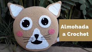 Almohada de gato a crochet  Cojin de gato tejido a crochet  crochet cat pillow [upl. by Anyalram]