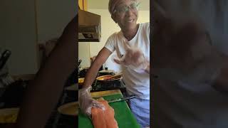 Cooking with The Cookin Diva  Prepping a side if salmon [upl. by Omrelliug]